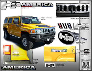 2007 Hummer H3 Custom Decal Kit - America w/ Grille and Traile 060906D